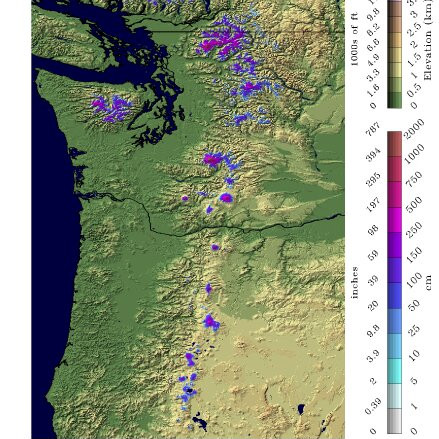 Sample snow depth map of Oregon